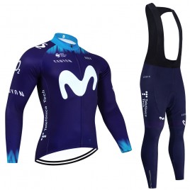 Ensemble cuissard vélo et maillot cyclisme hiver pro MOVISTAR 2023