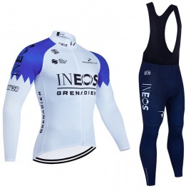 Ensemble cuissard vélo et maillot cyclisme hiver pro INEOS Grenadier 2023 Blanc
