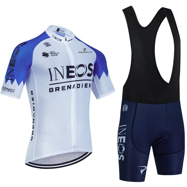 Ensemble cuissard vélo et maillot cyclisme équipe pro INEOS Grenadier 2023 Aero Mesh Blanc