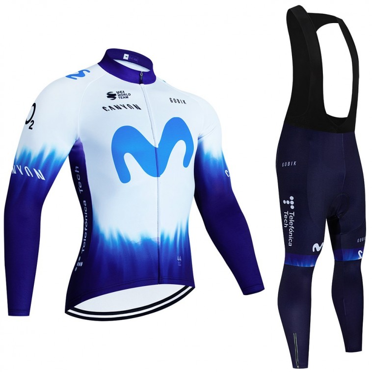 Ensemble cuissard vélo et maillot cyclisme hiver pro MOVISTAR Iceberg 2023