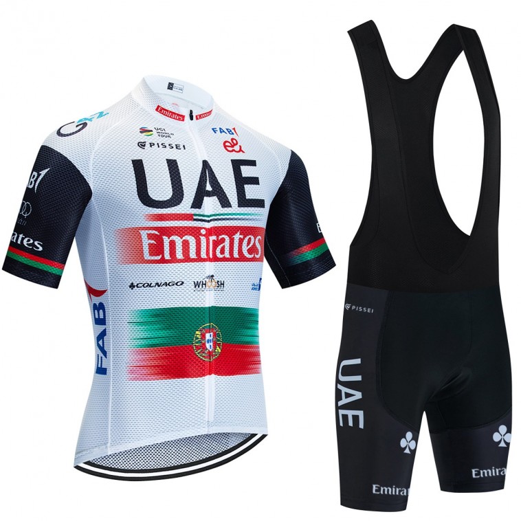 Ensemble cuissard vélo et maillot cyclisme équipe pro UAE EMIRATES Portugal 2023 Aero Mesh