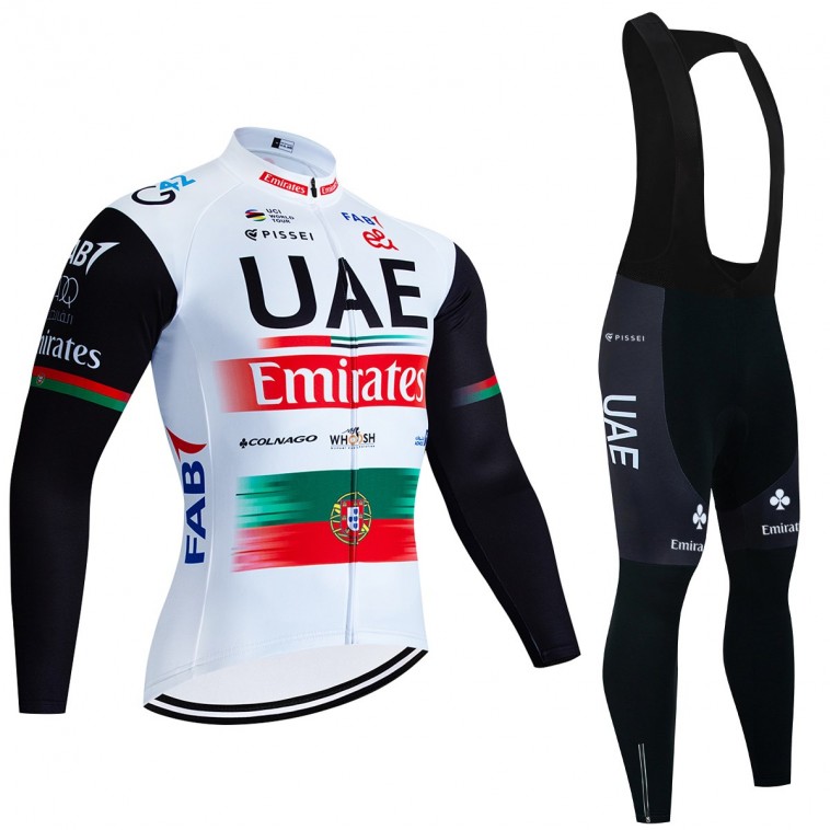 Ensemble cuissard vélo et maillot cyclisme hiver pro UAE EMIRATES Portugal 2023