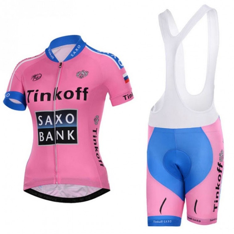 Ensemble cuissard vélo et maillot cyclisme femme équipe pro Tinkoff Saxo