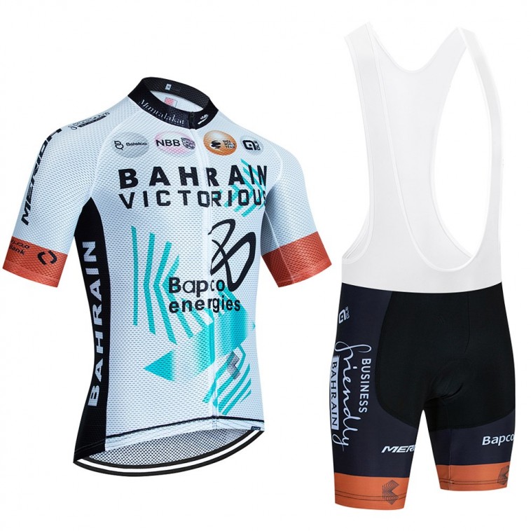 Ensemble cuissard vélo et maillot cyclisme équipe pro Bahrain-Victorious Tour de France 2023 Aero Mesh