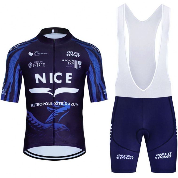 Ensemble cuissard vélo et maillot cyclisme équipe pro NICE Métropole Côte d'Azur 2023 Aero Mesh