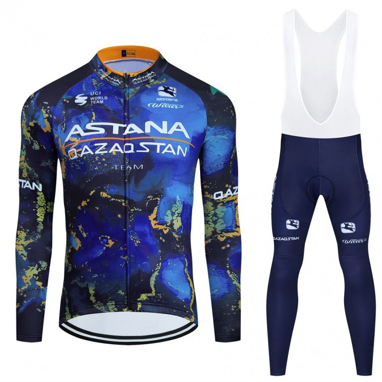 Ensemble cuissard vélo et maillot cyclisme hiver pro ASTANA Qazaqstan 2024