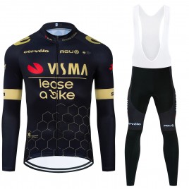 Ensemble cuissard vélo et maillot cyclisme hiver pro VISMA Lease a Bike 2024 Black