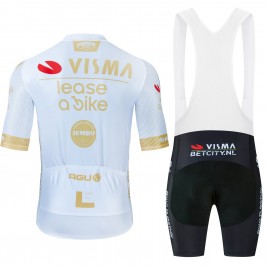 Ensemble cuissard vélo et maillot cyclisme équipe pro VISMA Lease a Bike 2024 Aero Mesh Blanc