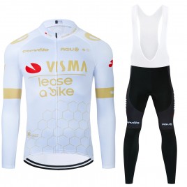 Ensemble cuissard vélo et maillot cyclisme hiver pro VISMA Lease a Bike 2024 Blanc