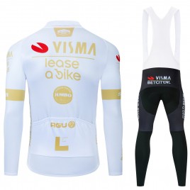 Ensemble cuissard vélo et maillot cyclisme hiver pro VISMA Lease a Bike 2024 Blanc