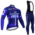 Ensemble cuissard vélo et maillot cyclisme hiver pro FDJ Groupama 2024