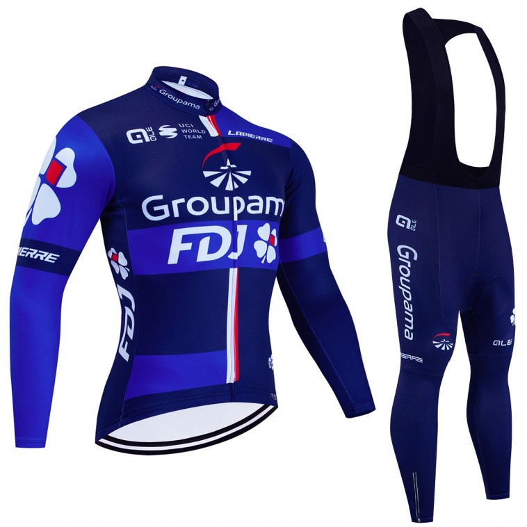 Ensemble cuissard vélo et maillot cyclisme hiver pro FDJ Groupama 2023
