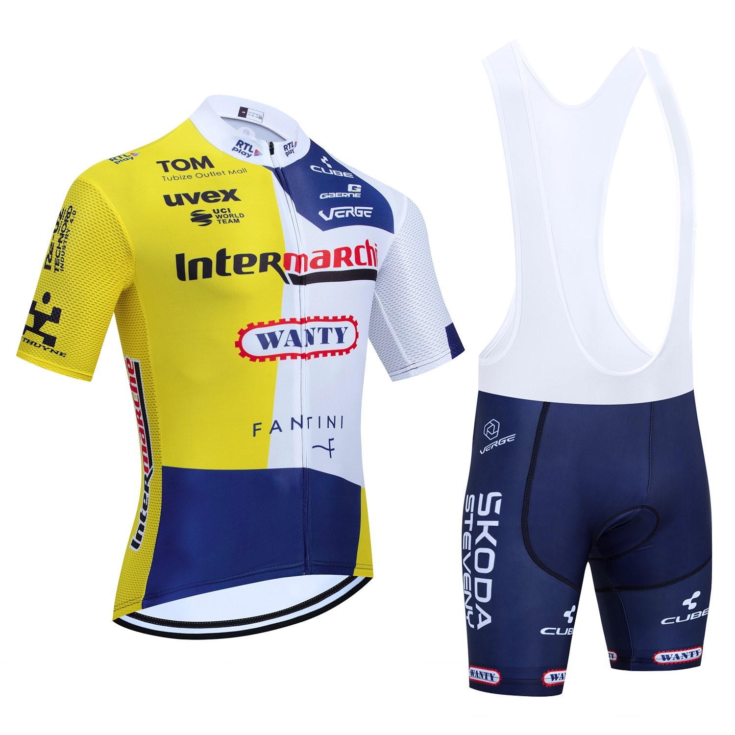 Ensemble cuissard vélo et maillot cyclisme équipe pro Intermarché