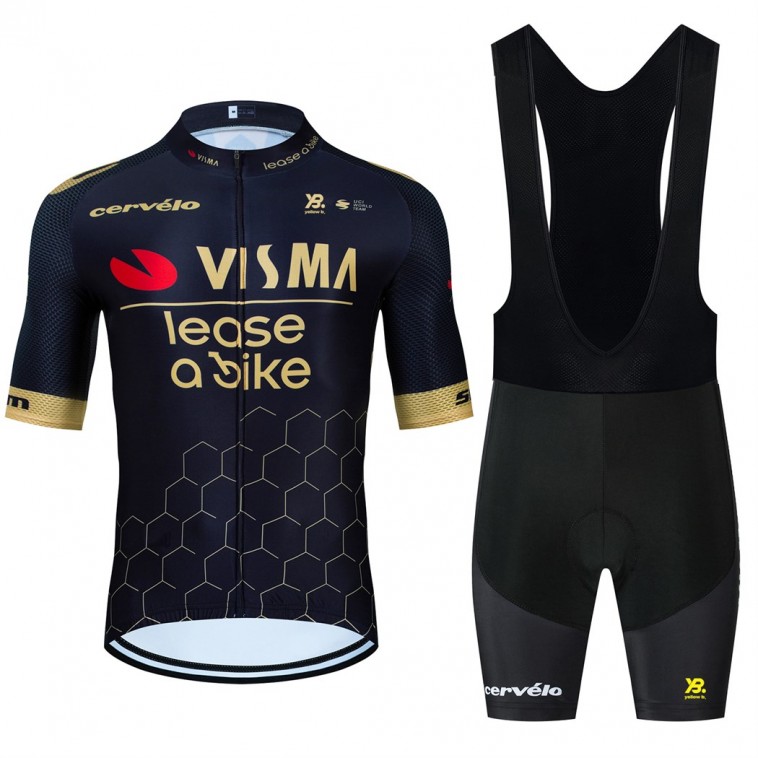 Ensemble cuissard vélo et maillot cyclisme équipe pro VISMA Lease a Bike 2025 Aero Mesh Black