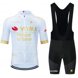 Ensemble cuissard vélo et maillot cyclisme équipe pro VISMA Lease a Bike 2025 Aero Mesh Blanc