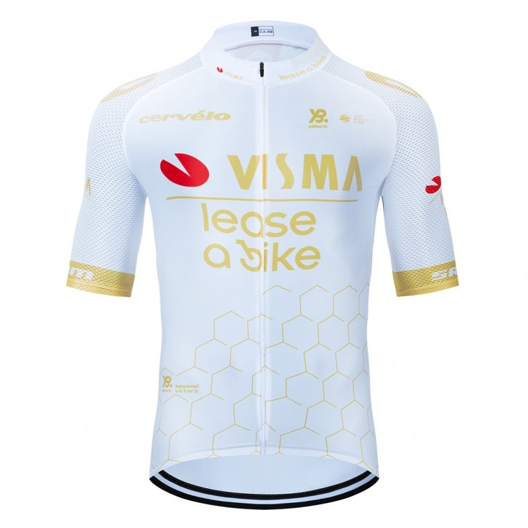 Maillot vélo équipe pro VISMA Lease a Bike 2025 Aero Mesh Blanc