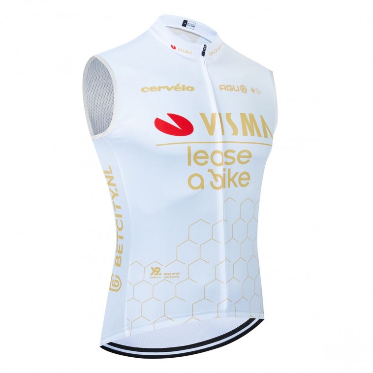 Gilet vélo coupe-vent sans manche VISMA Lease a Bike 2025 Blanc