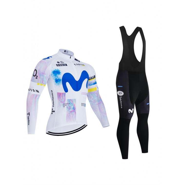 Ensemble cuissard vélo et maillot cyclisme hiver équipe pro MOVISTAR 2026