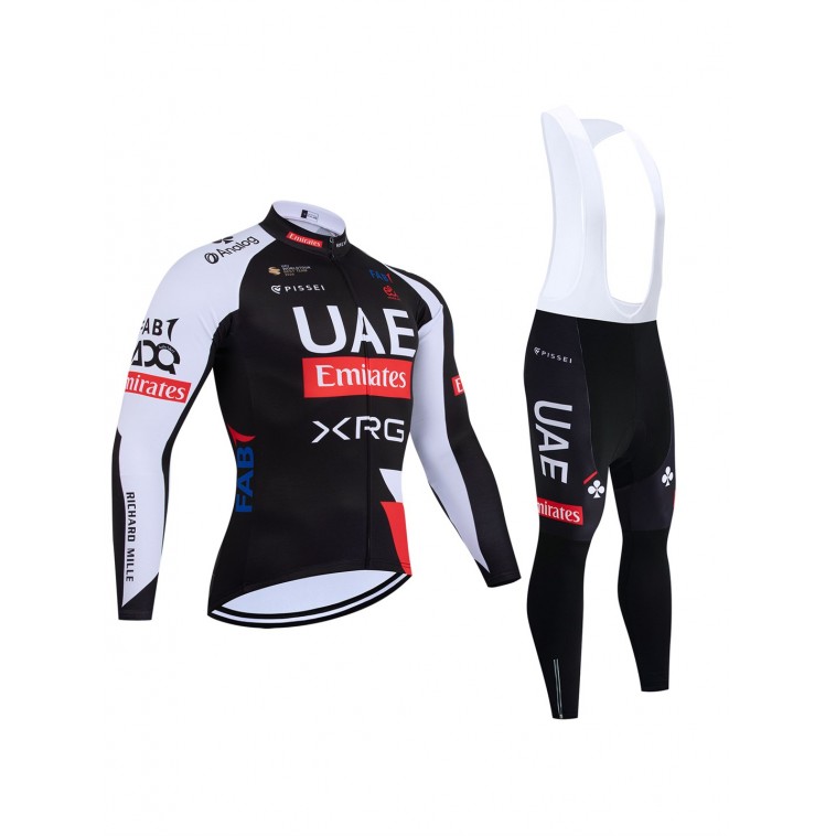 Ensemble cuissard vélo et maillot cyclisme hiver équipe pro UAE Team Emirates – XRG 2026 Black