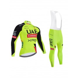 Ensemble cuissard vélo et maillot cyclisme hiver équipe pro UAE Team Emirates – XRG 2026 Fluo