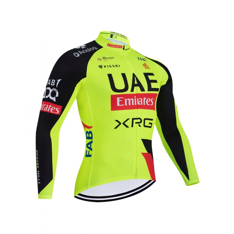 Maillot vélo hiver équipe pro UAE Team Emirates – XRG 2026 Fluo