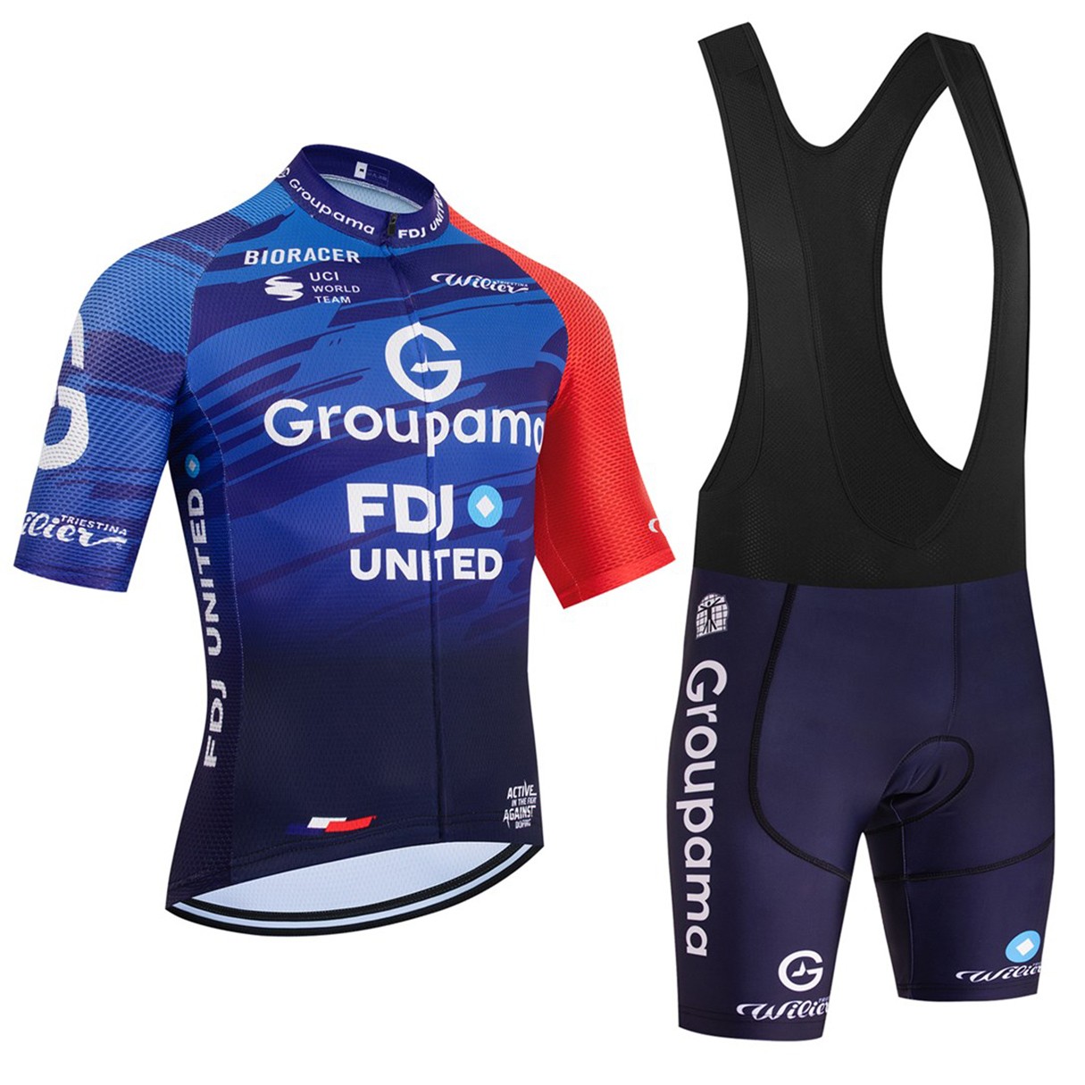 FDX Short de cyclisme rembourré en gel pour homme + maillot de cyclisme