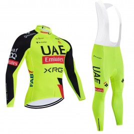 Ensemble cuissard vélo et maillot cyclisme hiver équipe pro UAE Team Emirates – XRG 2026 Fluo