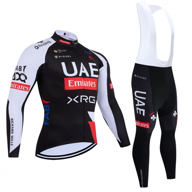 Ensemble cuissard vélo et maillot cyclisme hiver équipe pro UAE Team Emirates – XRG 2026 Black
