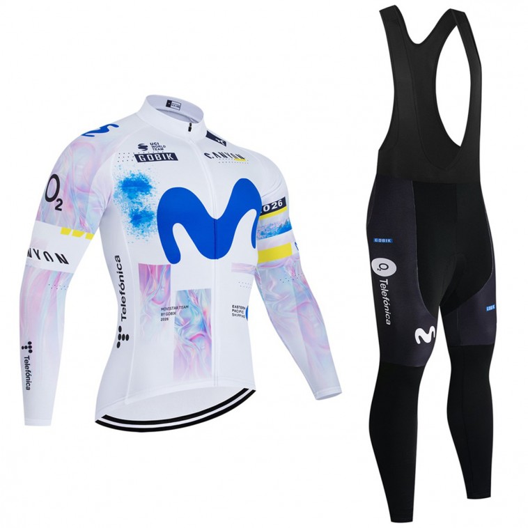 Ensemble cuissard vélo et maillot cyclisme hiver équipe pro MOVISTAR 2026