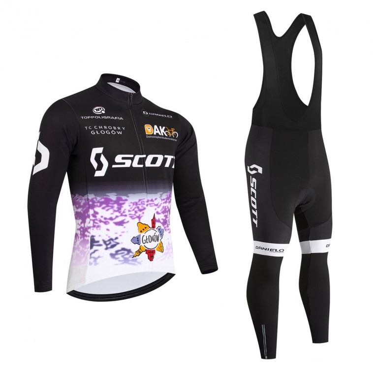 Ensemble cuissard vélo et maillot cyclisme hiver équipe pro SCOTT 2026 violet