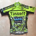 Ensemble cuissard vélo et maillot cyclisme équipe pro Tinkoff Saxo Fluo