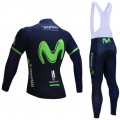 Ensemble cuissard vélo et maillot cyclisme hiver équipe pro Movistar