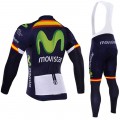 Ensemble cuissard vélo et maillot cyclisme hiver équipe pro Movistar