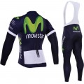 Ensemble cuissard vélo et maillot cyclisme hiver équipe pro Movistar