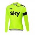 Ensemble cuissard vélo et maillot cyclisme hiver équipe pro SKY fluo