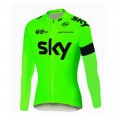 Ensemble cuissard vélo et maillot cyclisme hiver équipe pro SKY fluo