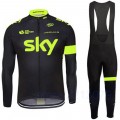 Ensemble cuissard vélo et maillot cyclisme hiver équipe pro SKY fluo