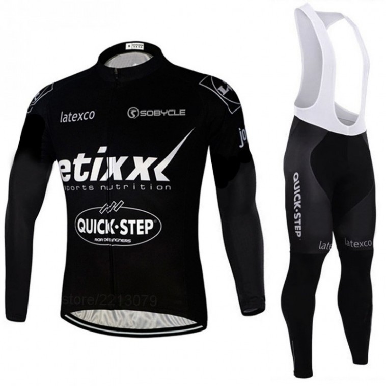 Ensemble cuissard vélo et maillot cyclisme hiver équipe pro Etixx Quick Step