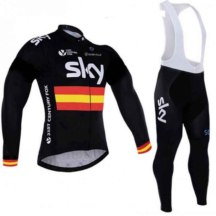 Ensemble cuissard vélo et maillot cyclisme hiver équipe pro SKY