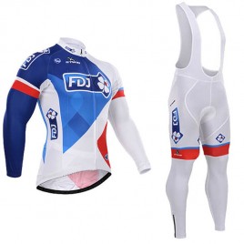 Ensemble cuissard vélo et maillot cyclisme hiver équipe pro FDJ