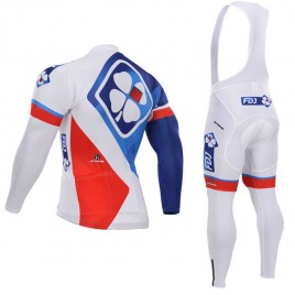 Ensemble cuissard vélo et maillot cyclisme hiver équipe pro FDJ