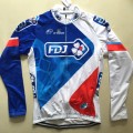 Ensemble cuissard vélo et maillot cyclisme hiver équipe pro FDJ