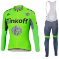 Ensemble cuissard vélo et maillot cyclisme hiver équipe pro Tinkoff fluo