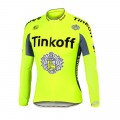 Ensemble cuissard vélo et maillot cyclisme hiver équipe pro Tinkoff fluo