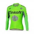 Ensemble cuissard vélo et maillot cyclisme hiver équipe pro Tinkoff fluo