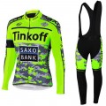 Ensemble cuissard vélo et maillot cyclisme hiver équipe pro Tinkoff Saxo fluo