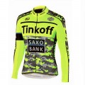 Ensemble cuissard vélo et maillot cyclisme hiver équipe pro Tinkoff Saxo fluo