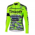 Ensemble cuissard vélo et maillot cyclisme hiver équipe pro Tinkoff Saxo fluo