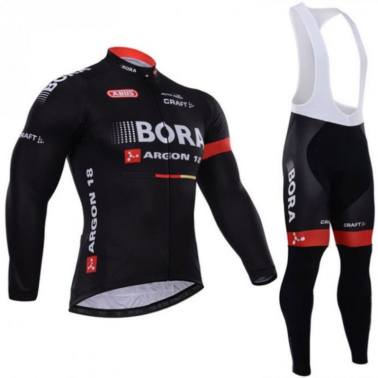 Ensemble cuissard vélo et maillot cyclisme hiver équipe pro Bora Argon