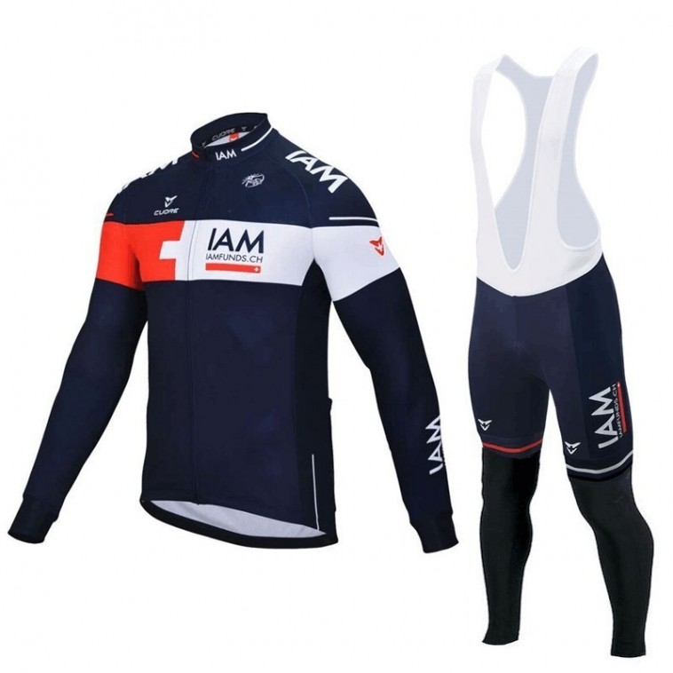 Ensemble cuissard vélo et maillot cyclisme hiver équipe pro IAM